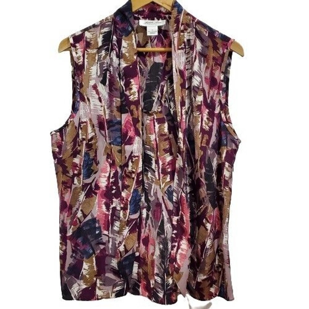 NWT Vintage Y2K Judith Hart Moulin Rouge Purple Plum Sleeveless Blouse Large